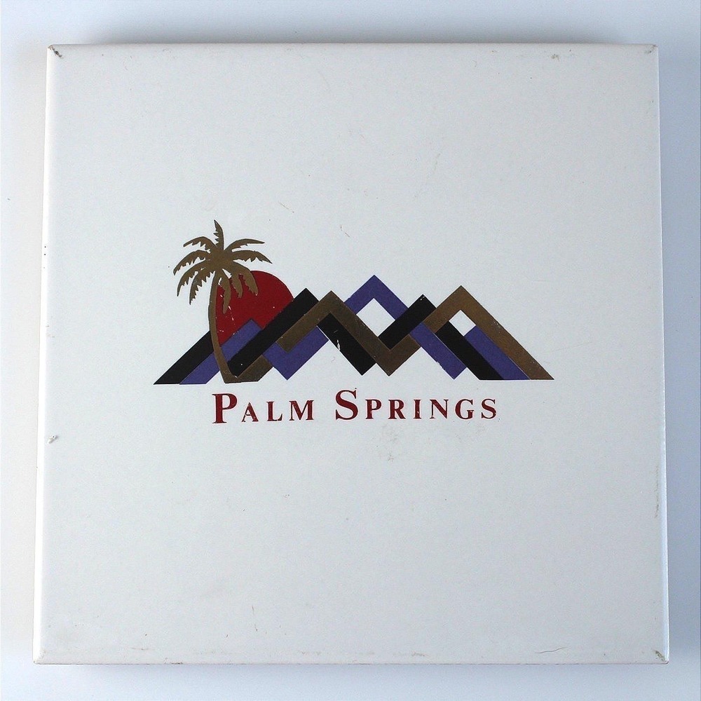 Palm Springs Decorative Ceramic Tile Wall Plaque Desert Mountain Vintage‎ Logo